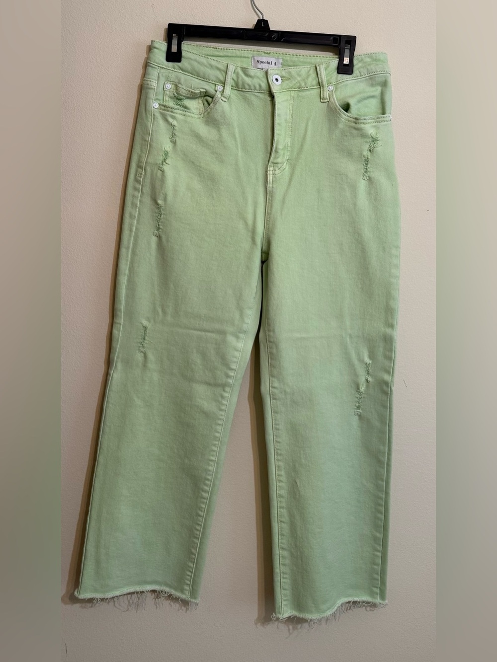 Special A Women’s Light Green Jeans Grunge Look size 13 waist 31